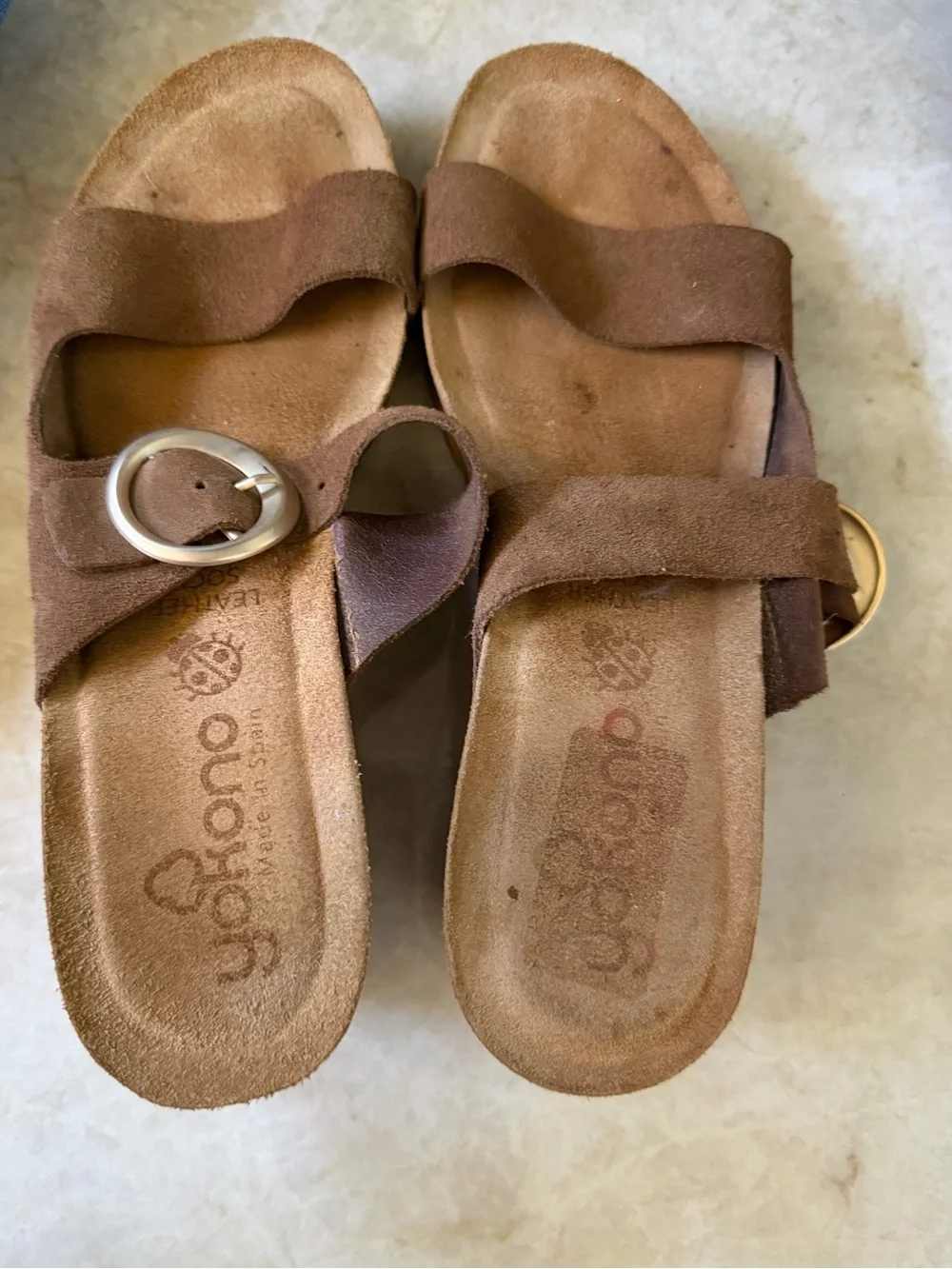 yokono brown suede wedge sandals Sz 9